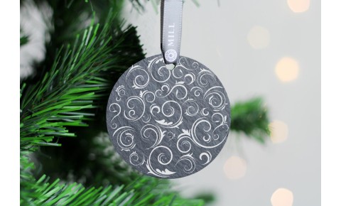 Christmas Swirls Welsh Slate Decoration